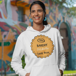 Brotabbildungen Orangefarbenes Etikett Hoodie
