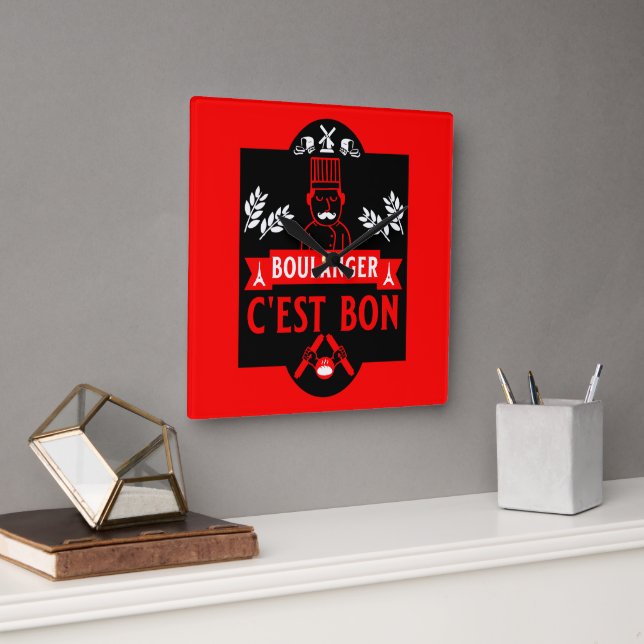 Brotbacken Quadratische Wanduhr (Büro)