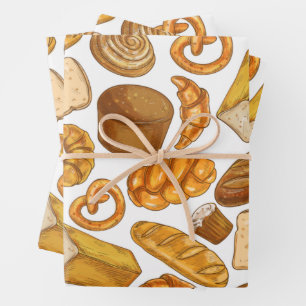 Brotbacken und Bäckerei gepolstertes Muster  Geschenkpapier Set