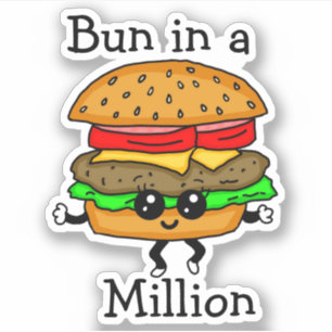 Brötchen im Hamburger-Pun mit einer Million Aufkleber