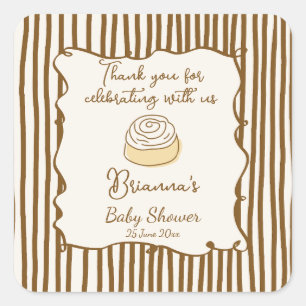 Brötchen im Ofen backen Baby Shower Favor Quadratischer Aufkleber