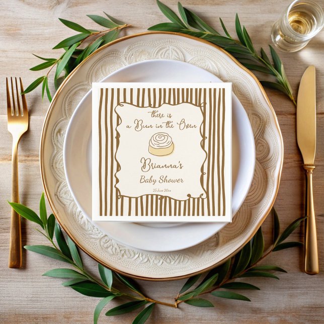 Brötchen im Ofen backt Babyparty mit Monogramm Serviette (Bun in the oven baking baby shower monogrammed napkins personalized baking  baby shower table decor)