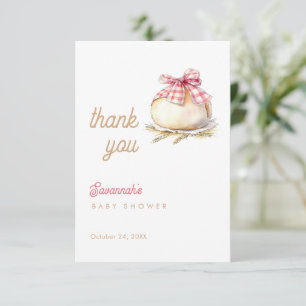 Brötchen im Ofen rosa Gingham-Schleife Baby-Party Dankeskarte