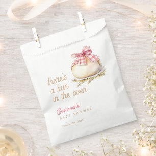 Brötchen im Ofen Rosa Gingham-Schleife Baby-Party Geschenktütchen