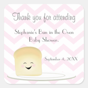 Brötchen im Ofen-Rosa Quadratischer Aufkleber