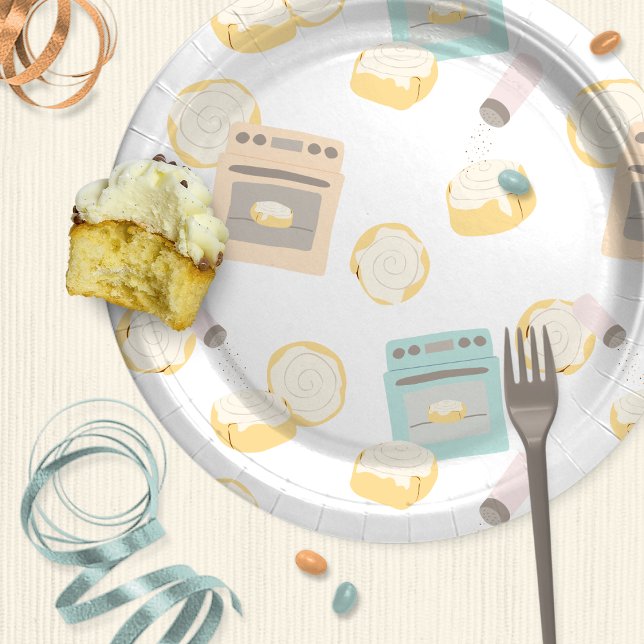 Brötchen in der Ovens Baby-Dusche Pappteller (Buns in ovens patterned baby shower plate)