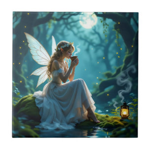 Brötchen und Kaffee verzauberter Wald Fliese