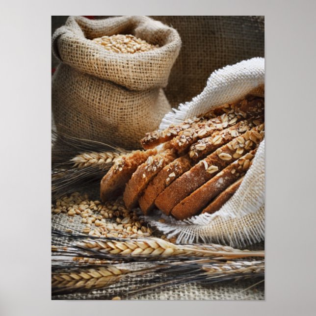 Brötchen und Weizenohren Poster (Vorne)