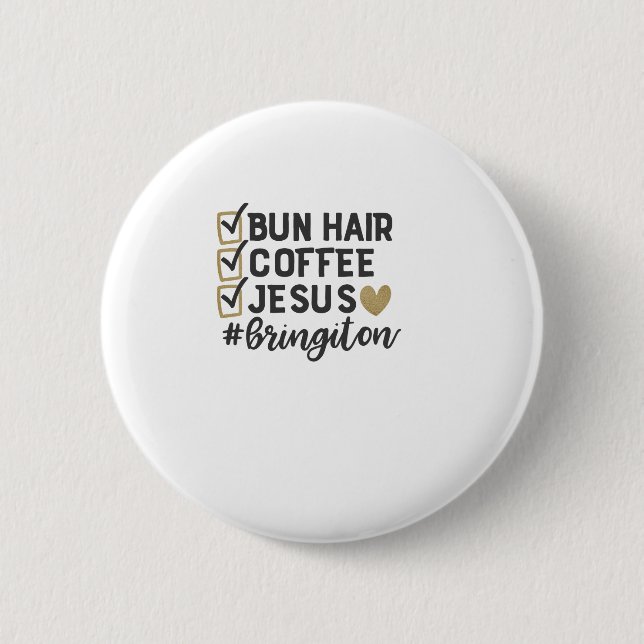 Brötchenhaarkaffee Jesus Button (Vorderseite)