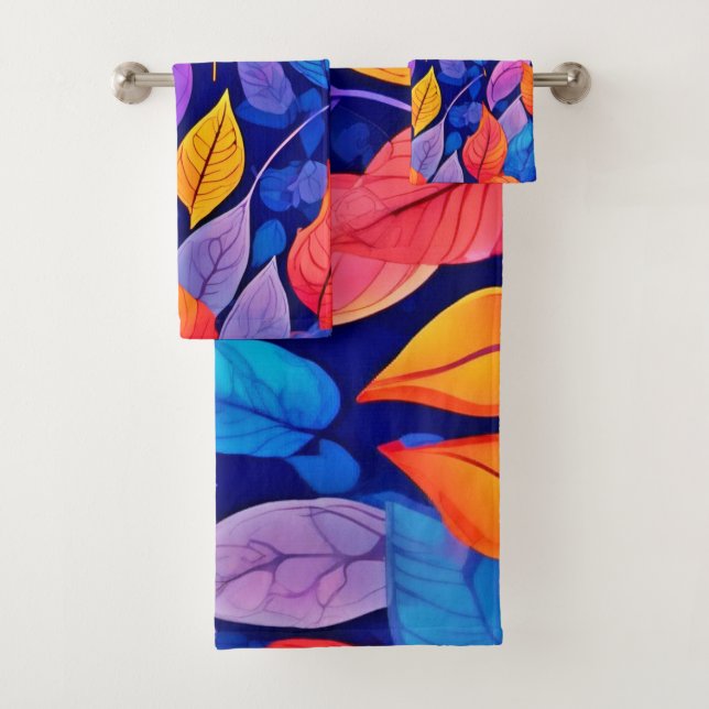 Brothel-Stil: Lebhafte Leaf-Muster Badhandtuch Set (Insitu)
