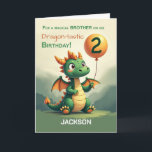 Brother 2. Geburtstag Personalisischer Name Niedli Karte<br><div class="desc">Füge den Namen deines Bruders zu dieser Geburtstagskarte hinzu,  um sie wirklich zu seinem Namen zu machen. Mit einem hellen Ballon,  einem grünen Drachen und magischen Touchs verwandelt diese personalisierte Version seinen zweiten Geburtstag in einen Sake voller Freude und Liebe.</div>