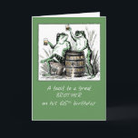 Brother 65. Geburtstagsfrosch Toasting mit Bier Karte<br><div class="desc">Dein Bruder ist heute 65! Schick ihm den glücklichsten Geburtstag mit dieser Karte,  die zwei Kröten zeigt,  die über einem Bierfass trinken. Schick ihm Glück und Spaß heute,  während er seinen Geburtstag feiert! Vintage Bild mit freundlicher Genehmigung von Clipart.</div>