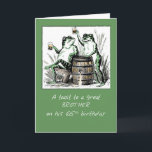 Brother 65. Geburtstagsfrosch Toasting mit Bier Karte<br><div class="desc">Dein Bruder ist heute 65! Schick ihm den glücklichsten Geburtstag mit dieser Karte,  die zwei Kröten zeigt,  die über einem Bierfass trinken. Schick ihm Glück und Spaß heute,  während er seinen Geburtstag feiert! Vintage Bild mit freundlicher Genehmigung von Clipart.</div>