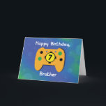 Brother 7 Year Old Birthday Gamer Controller Karte<br><div class="desc">Mit dieser niedlichen und lustigen Karte können Sie glückliche 7. Geburtstagsgrüße an einen lieben Bruder schicken,  der Lieben zum Videospielen hat. Das Cover verfügt über einen gelben Game Controller.</div>
