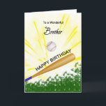 Brother Baseball Geburtstagskarte Karte<br><div class="desc">Gib deinem Baseballliebsten Bruder eine Baseball- und Fledermauskarte mit einem explosiven Baseballthema! Ein Baseball und Fledermaus mit den Worten "Für einen wunderbaren Bruder".</div>