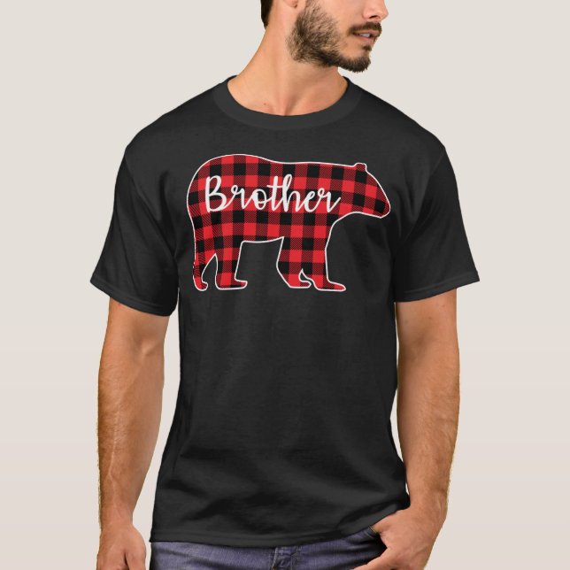 Brother Bear Red Kariert Design Family Match Chri T-Shirt (Vorderseite)