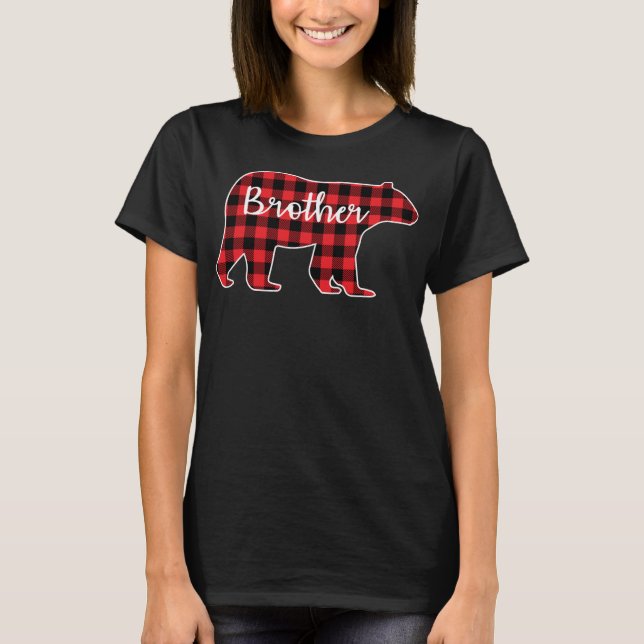 Brother Bear Red Kariert Design Family Match Chri T-Shirt (Vorderseite)