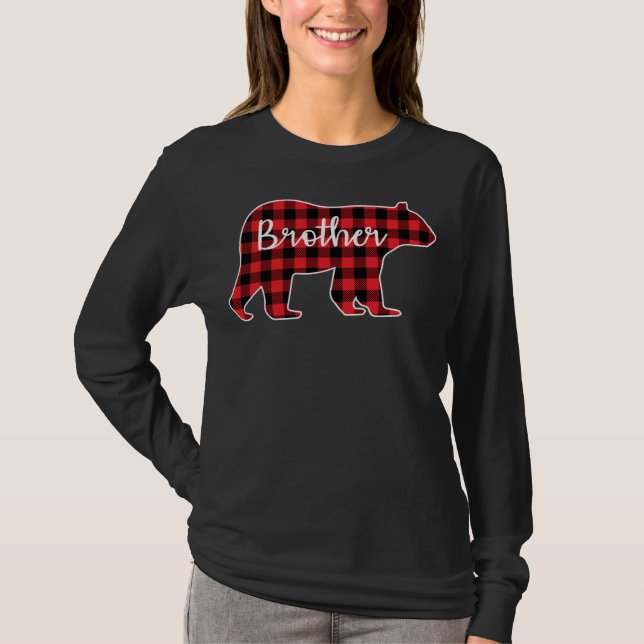 Brother Bear Red Kariert Design Family Match Chri T-Shirt (Vorderseite)