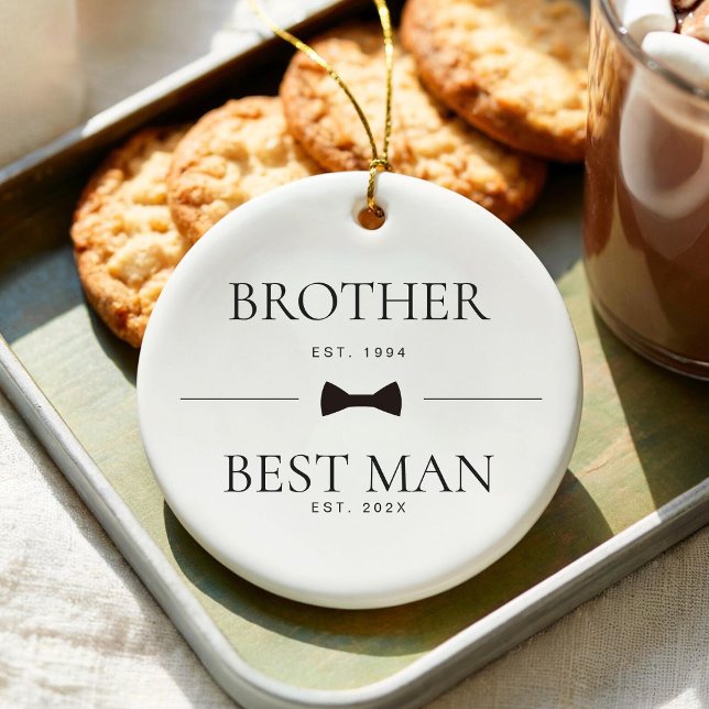 Brother Best Man Wedding Groomsman Custom Est Keramik Ornament (Von Creator hochgeladen)