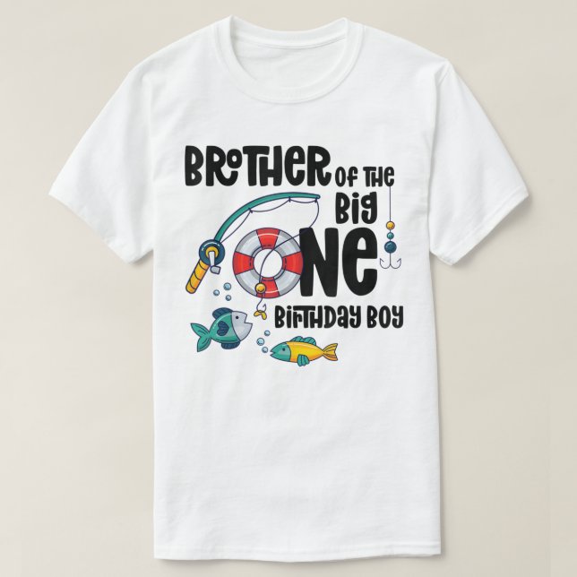 Brother Big One 1-Year-Old Boy Fishing Birthday T- T-Shirt (Design vorne)