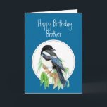Brother Birthday Magpie, Bird, Nature Karte<br><div class="desc">Original watercolor Magpie sitting in a willow tree for those who love Magpies,  birds,  nature,  gardens or wildlife.</div>