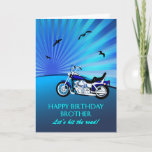 Brother Birthday Motorrad Sunset Card Karte<br><div class="desc">Herzlichen Glückwunsch zur Geburtstagskarte mit einem Motorrad. Eine perfekte Karte für einen Biker. Ein blaues Motorrad mit einem stilvollen Sonnenuntergang und fliegenden Vögeln. Jeder Radfreund wird Liebe haben,  eine solche Karte zu bekommen.</div>