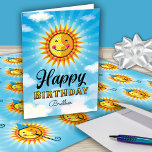 Brother Birthday Niedlich Sun<br><div class="desc">Lassen Sie Ihre Brüder sich an ihrem Geburtstag besonders fühlen, indem Sie ihr diese fröhliche, zauberhafte Sonne in Gelb und Orange schicken, die im blauen Himmel mit Wolken schwebt. Im Text steht: "Die Sonne scheint an dem Tag, an dem du geboren warst, nur etwas heller." Möchten Sie Papier zusammenpassen? Diesen...</div>