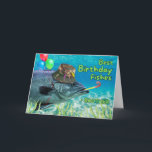 Brother Bro Geburtstagsfisch Bereit zum Party Karte<br><div class="desc">Du bist eins in einem GILL-Ion! Die Geburtstagskarte für Bro oder Brother zeigt die Vorderseite eines Fisches,  der Ballons mit seiner Flosse hält und einen Party-Lärm-Maker weht. Es trägt auch einen getarnten Angelhut mit angehängten Angelködern. Art,  Bild und Vers Copyright © Shoaff Ballanger Studios,  2024.</div>
