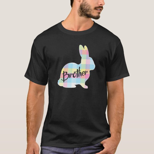 Brother Bunny Rabbit Pastel Kariert Ostern T-Shirt (Vorderseite)