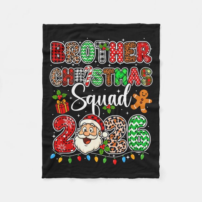 Brother Christmas Crew 2026 Leopard Funny Santa Fa Fleecedecke (Vorderseite)