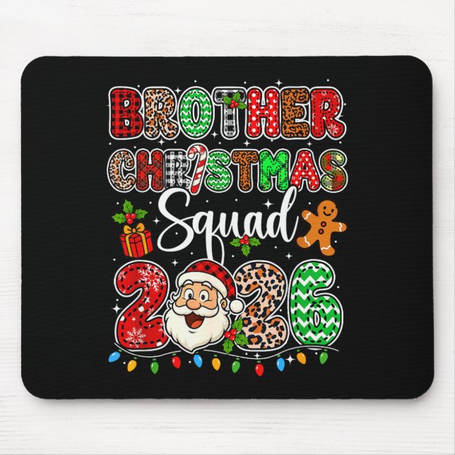 Brother Christmas Crew 2026 Leopard Funny Santa Fa Mousepad (Vorne)