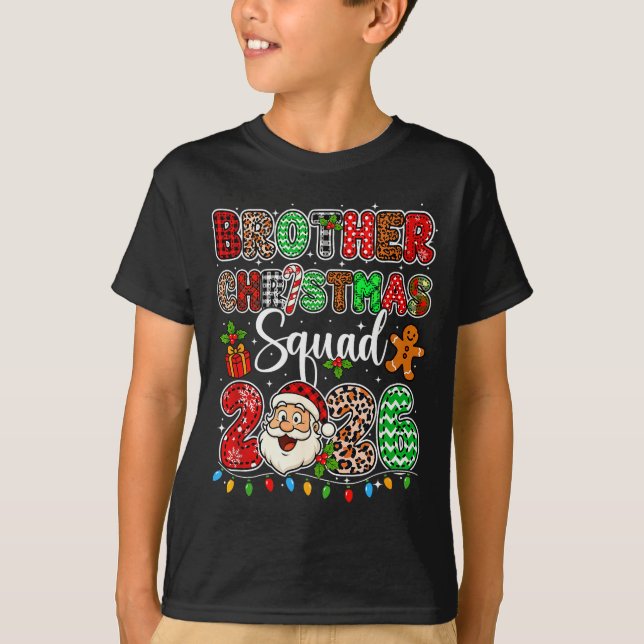 Brother Christmas Crew 2026 Leopard Funny Santa Fa T-Shirt (Vorderseite)