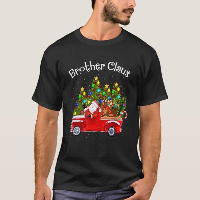 Brother Claus Riding Car Santa Lieferwagen Rentier T-Shirt (Vorderseite)
