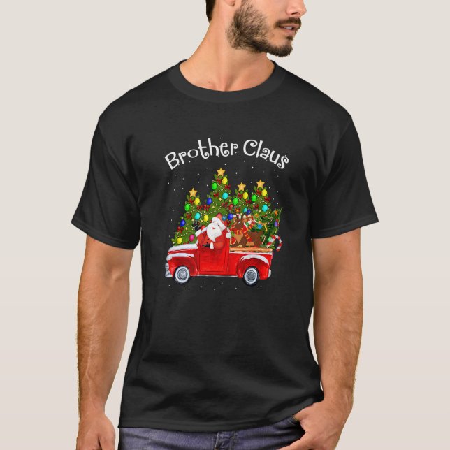 Brother Claus Riding Car Santa Lieferwagen Rentier T-Shirt (Vorderseite)