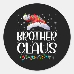Brother Claus Xmas Lights Christmas Pajama Matchin Runder Aufkleber