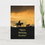 Brother Country Western Happy Birthday Karte<br><div class="desc">Für Ihren Bruder eine Geburtstagskarte mit Cowboy und Pferd in einem südwestlichen Sonnenuntergang,  der eine Zuhause mit einsamem Ruder fährt. Eine tolle Art,  deinem Bruder das Beste zum Geburtstag zu wünschen!</div>