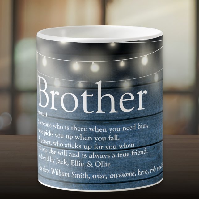 Brother Definition Blue Rustic Holz String Lights Kaffeetasse (Brother Definition Blue Rustic Wood String Lights Coffee Mug)
