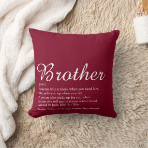 Brother Definition Cool Fun Burgundy Modern Kissen