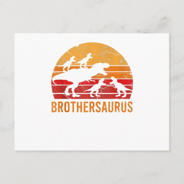 Brother Dinosaur 5 Kids Funny Big Little Geschenk Postkarte (Vorderseite)