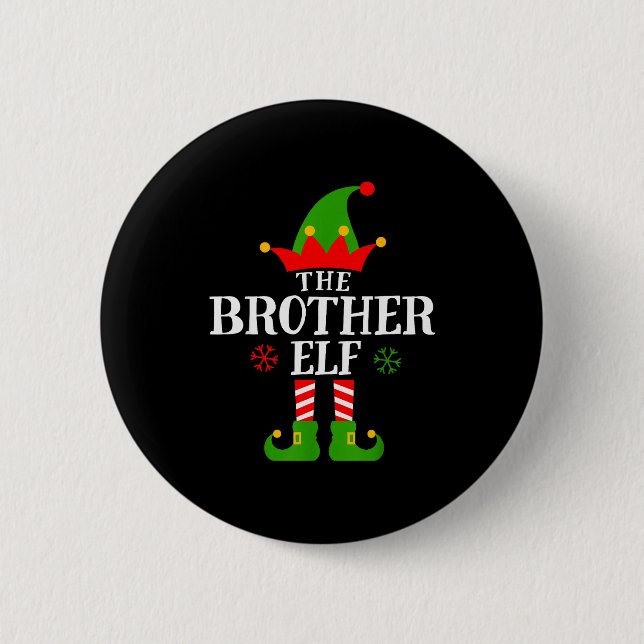 Brother Elf Funny Matching Family Group Christmas  Button (Vorderseite)