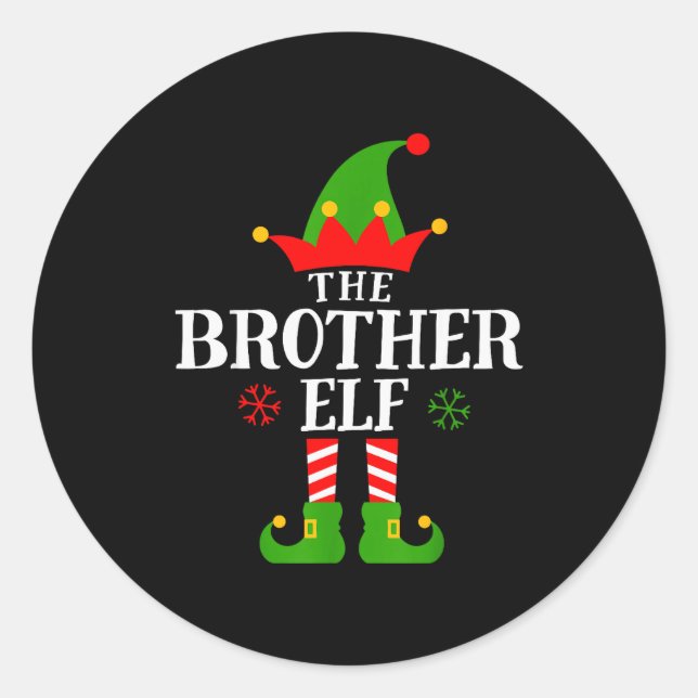 Brother Elf Funny Matching Family Group Christmas  Runder Aufkleber (Vorderseite)