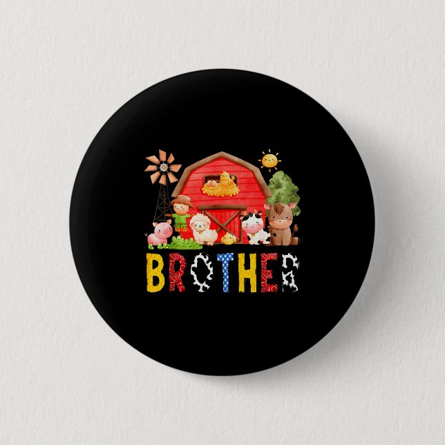 Brother Farm Cow Birthday Boy Matching Family Matc Button (Vorderseite)