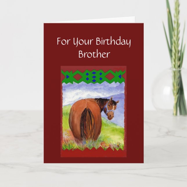 Brother Funny Birthday Wishes Horses  Diet Cake Karte (Vorderseite)