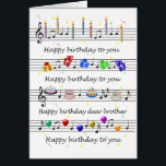 Brother Funny Happy Birthday Song Sheet Music<br><div class="desc">Am Way to wish your brother a happy birthday. This card has everything,  cake,  candles,  ballons,  presents and more cake! Sing a birthday song and wish a happy birthday with a funny birthday card.</div>