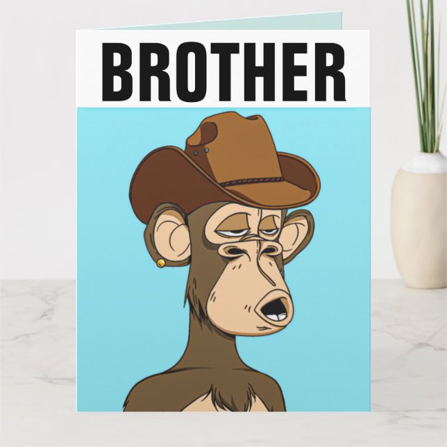 BROTHER FUNNY MONKEY BIRTHDAY ÜBERSICHTE KARTE (Vorderseite)