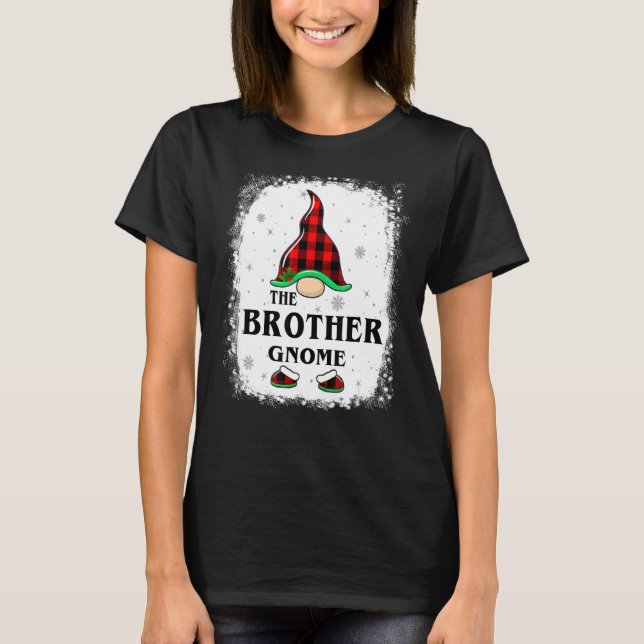 Brother Gnome Buffalo Kariert Matching Family Xmas T-Shirt (Vorderseite)