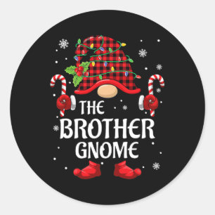 Brother Gnome passt Weihnachtsjobs für die Familie Runder Aufkleber