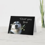 Brother Happy Birthday Card Funny Karte<br><div class="desc">Das ist eine niedliche Geburtstagskarte für deinen Bruder.  Ein schöner Husky mit einem Olivenzweig.  Erzähl deiner Bro,  "Olive" (Ich Liebe) du an seinem Geburtstag!</div>