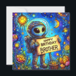 BROTHER ~ Happy Birthday ~ Teddy Bear ~<br><div class="desc">Ein niedlicher Alien-Astronaut,  der den Geburtstag seines Bruders feiert. Die Grüße auf der Karte sind "Happy Birthday Brother". Auf der Rückseite der Karte ist eine kleine Version des vorderen Bildes,  und viel Platz,  um eine Nachricht zu schreiben. Made mit der Unterstützung von AI Bing.</div>