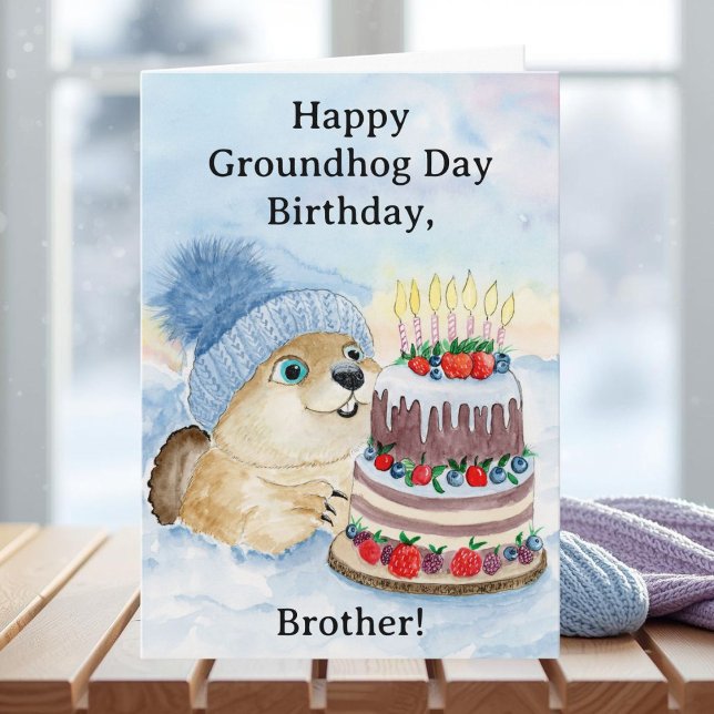Brother Happy Groundhog Day Birthday Groundhog Karte (Von Creator hochgeladen)
